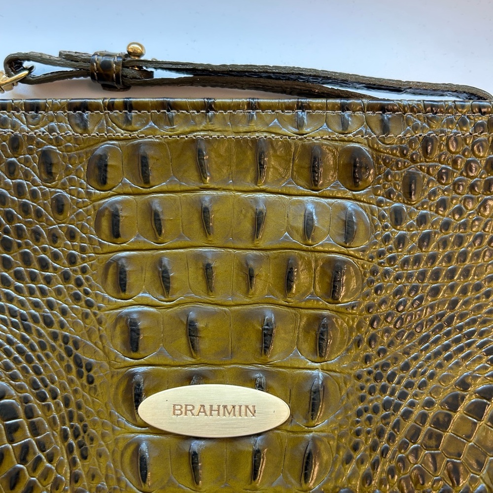 Brahmin Olive Embossed Leather large wristlet/clutch - Picture 6 of 6